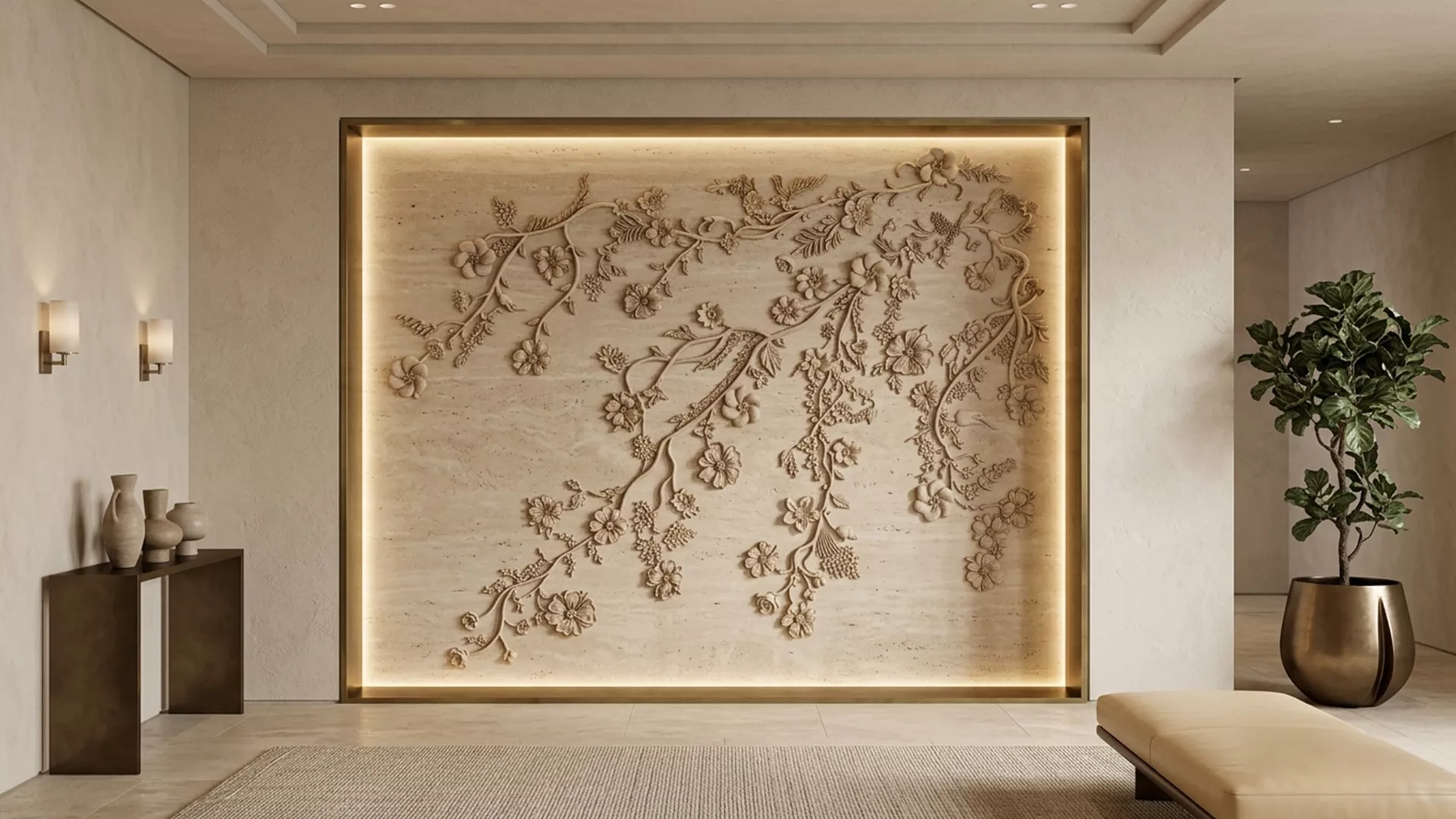 Luxury Traditional Botanical Relief 3D CNC Wall File G72MF 3D model