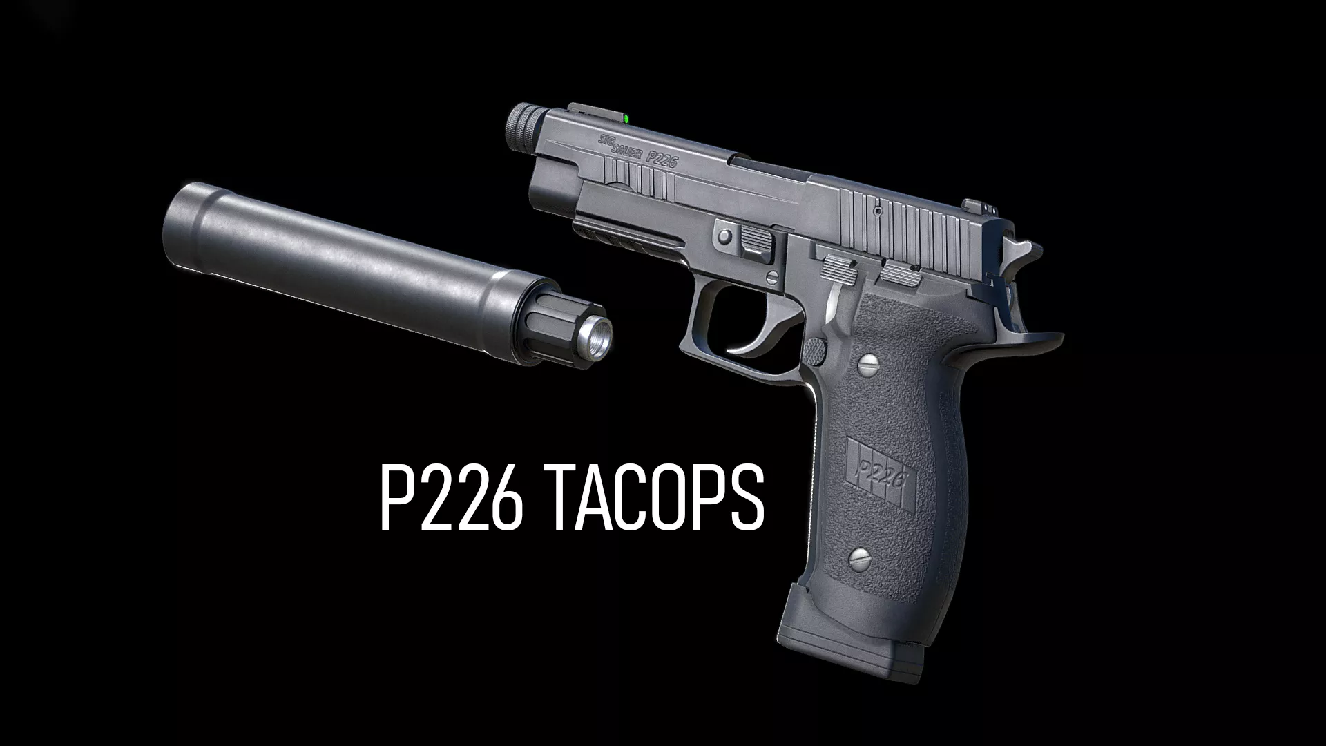 P226 TACOPS Handgun and SRD9 Suppressor - Game Asset Low-poly 3D model