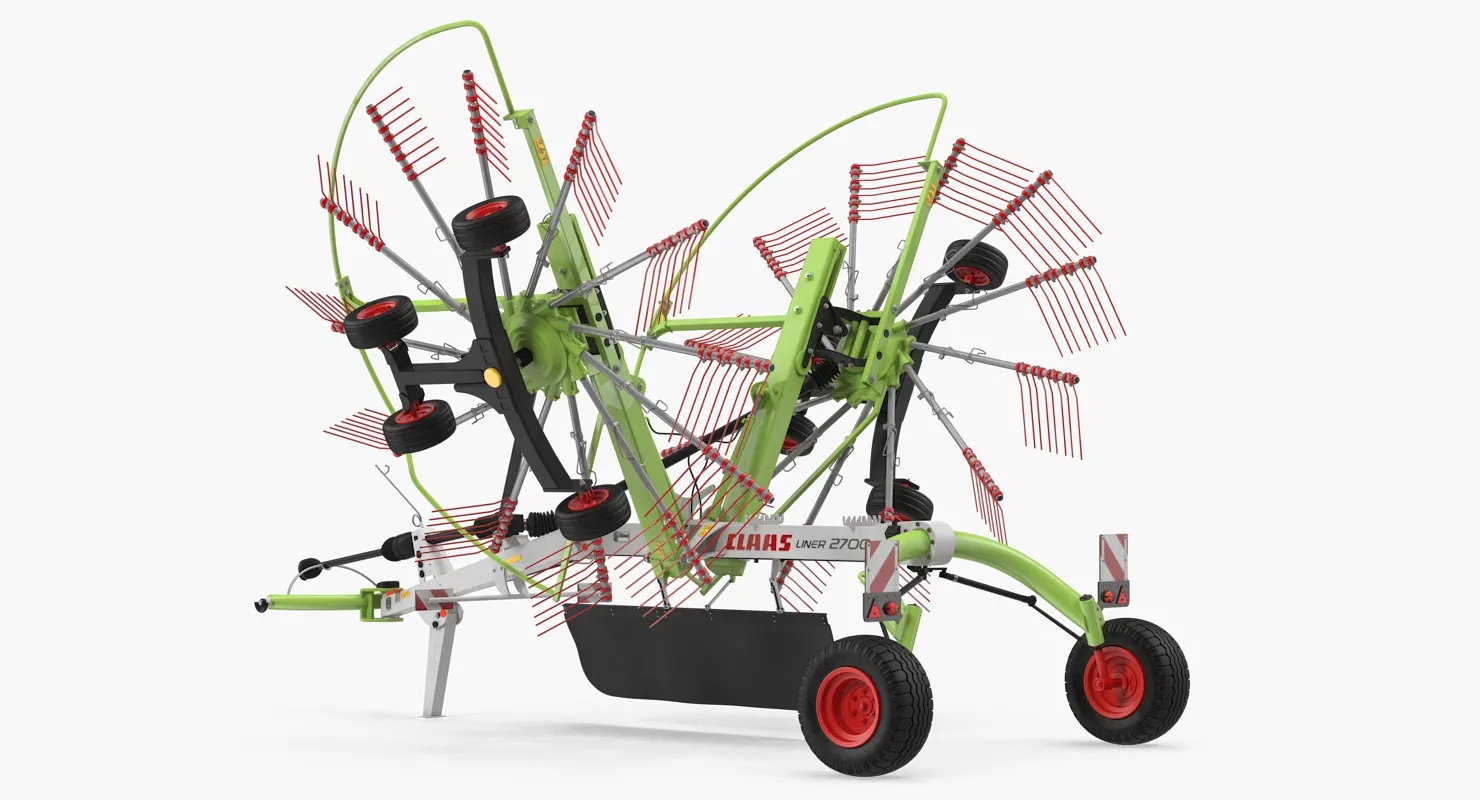 Twin Rotor Hay Rake Claas Liner 2700 Rigged 3D model