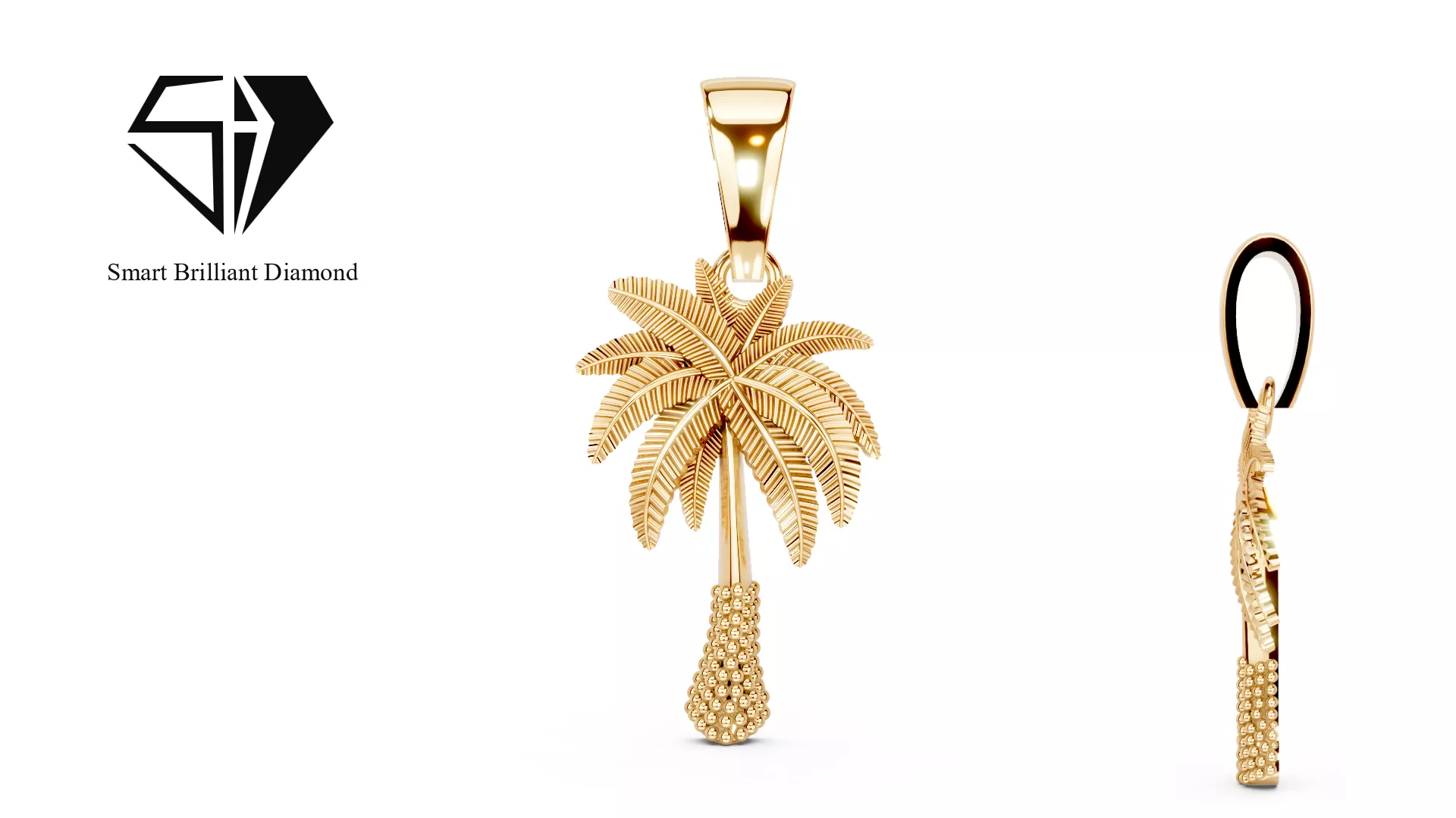 Tropical Palm Tree Gold Pendant Women Jewelry 3D Model gp0514 3D print model