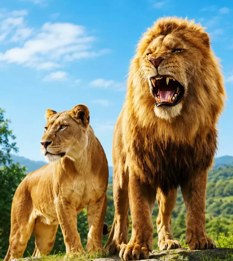 Lion rigged animated Low-poly 3D model