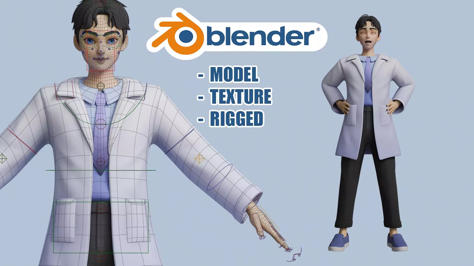 Doctor Cartoon Stylized Low-poly 3D model