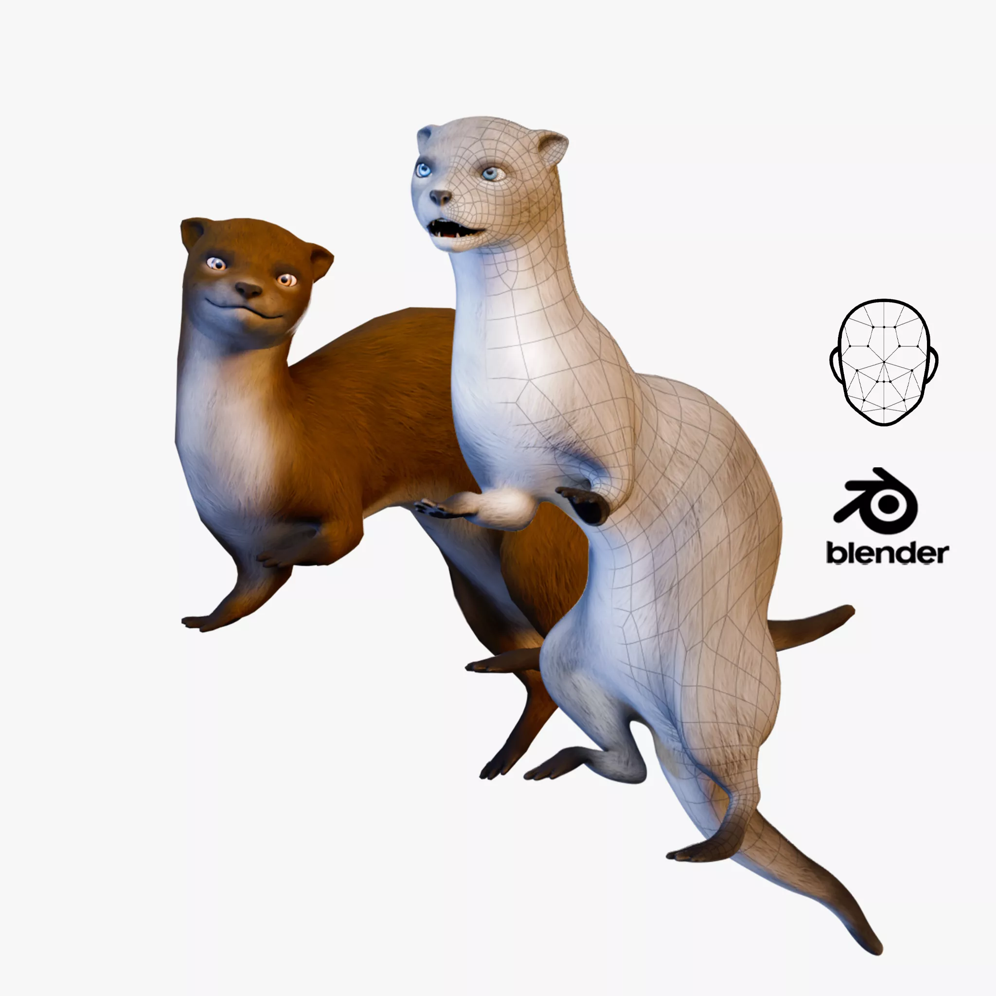 Cartoon Otter Rigged Stylized Animal ARKit - Game Ready Low-poly 3D model