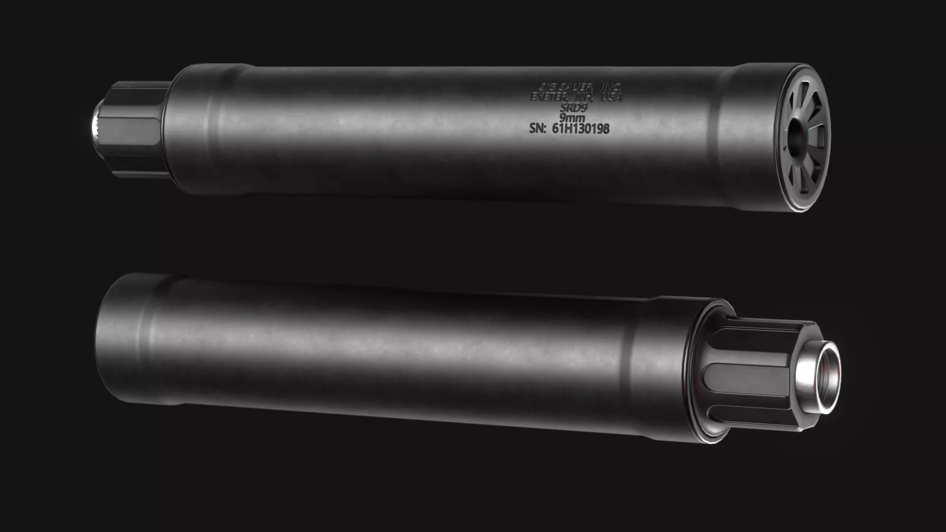 SRD9 9mm Suppressor - Game Asset Low-poly 3D model