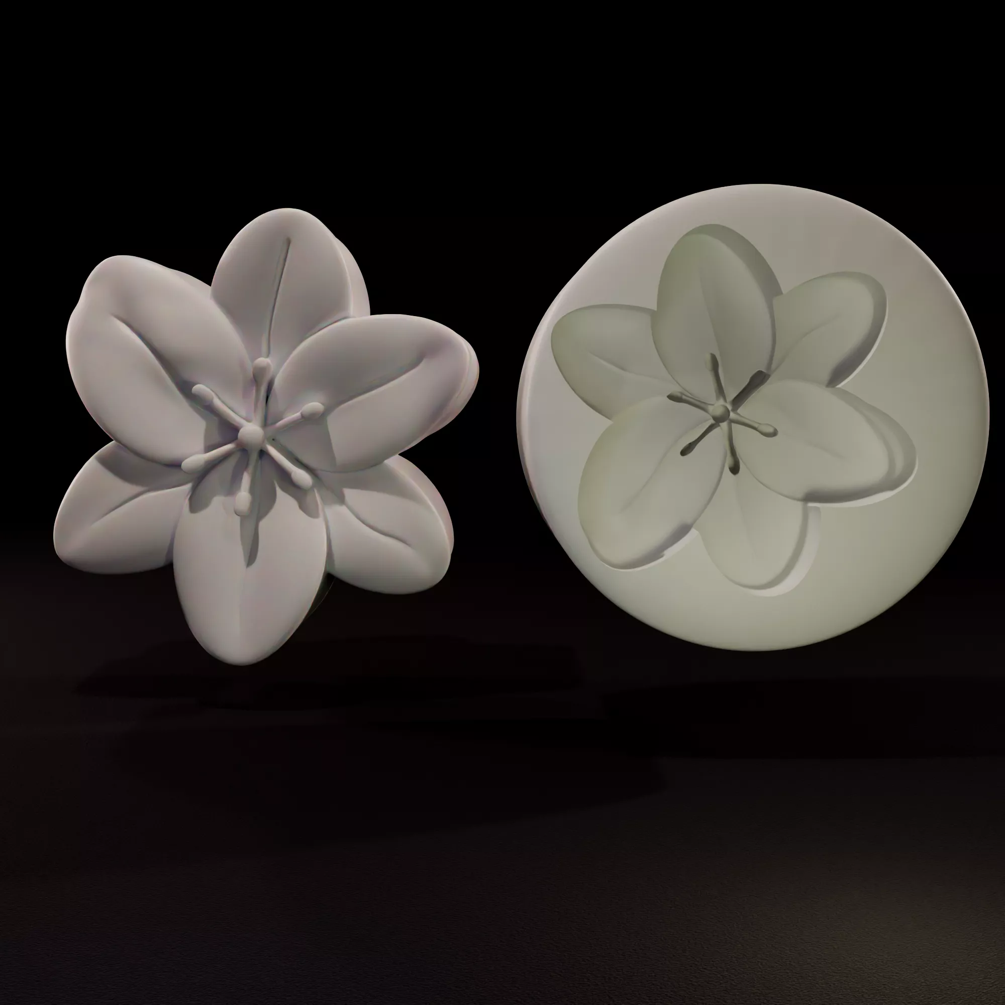 Botanical Lily Flower and Casting Mold 3D print model