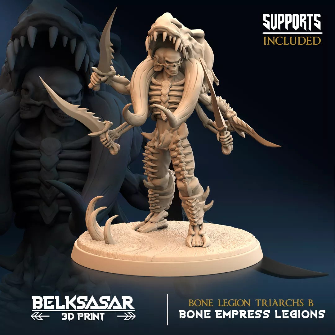 Multi-Armed Skeleton Warrior - Bone Legion Triarchs B 3D print model