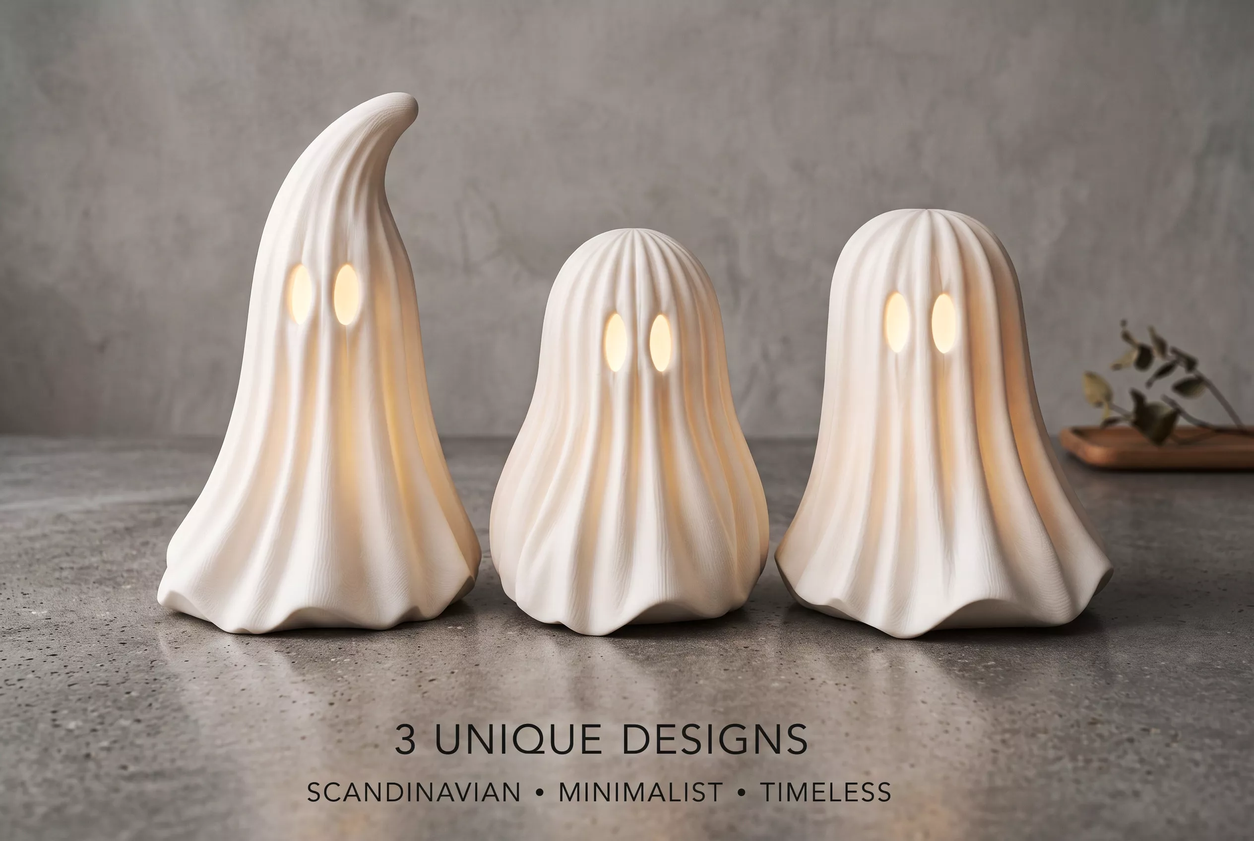 Ghost Lantern STL Set of 3 Halloween LED Tea Lights 3D print model