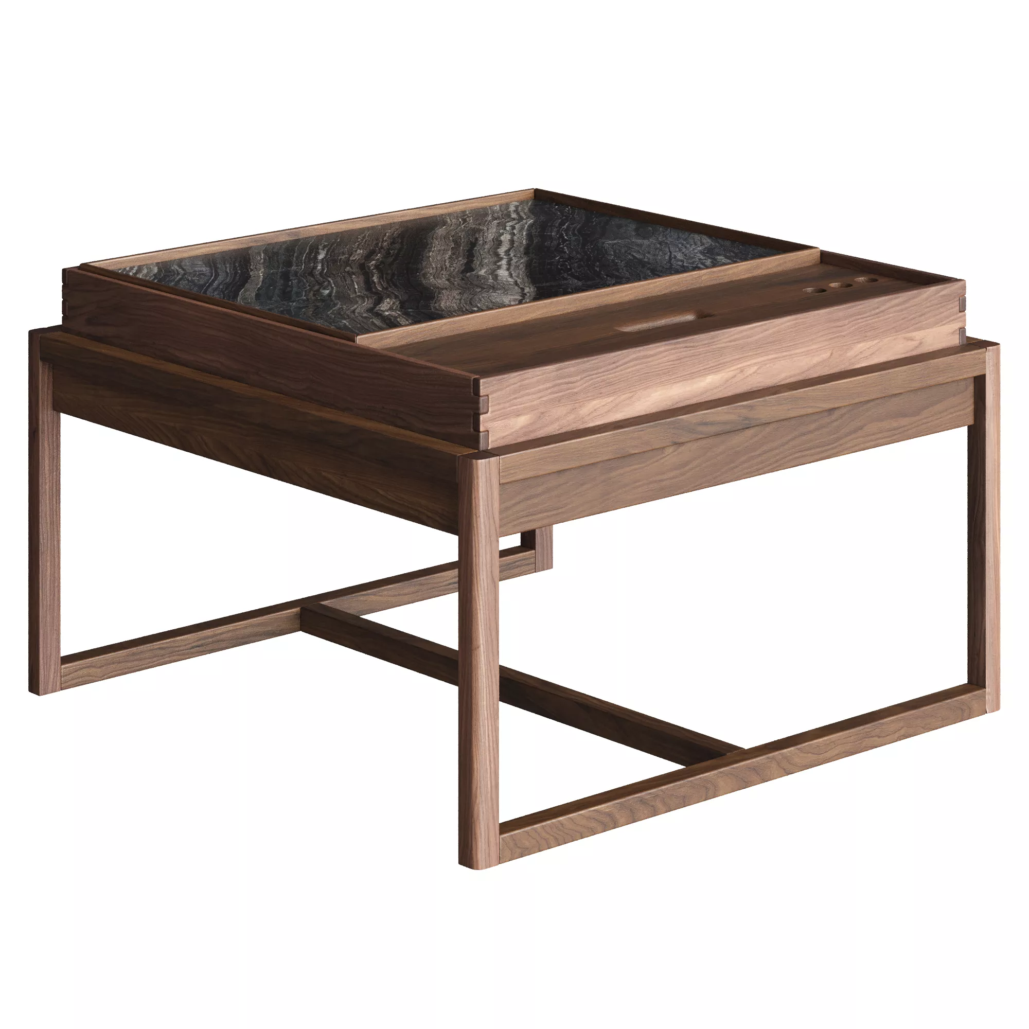 Japanese Style Walnut Low Table 3D model