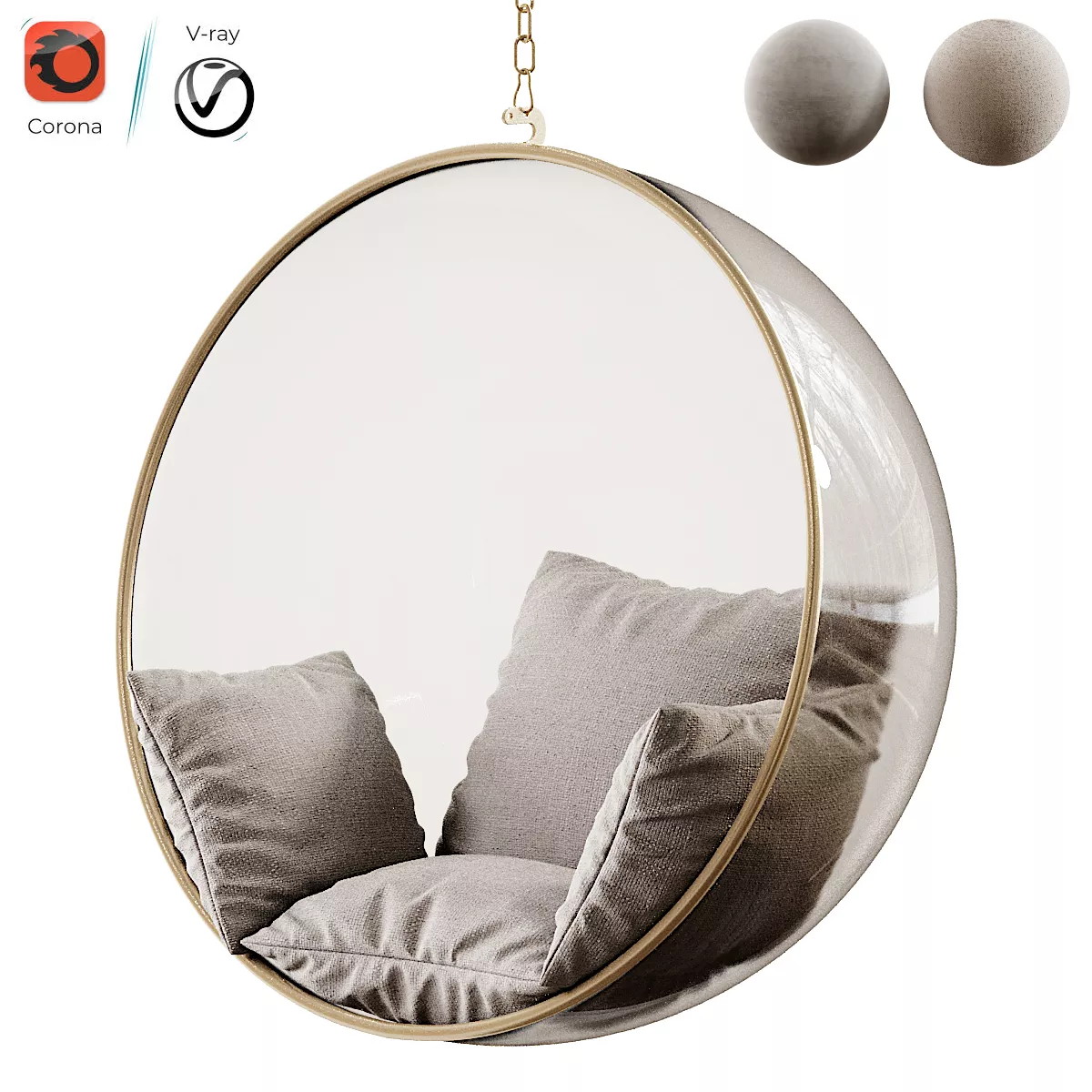 Bubble Type Transparent Hanging Chair 3D model
