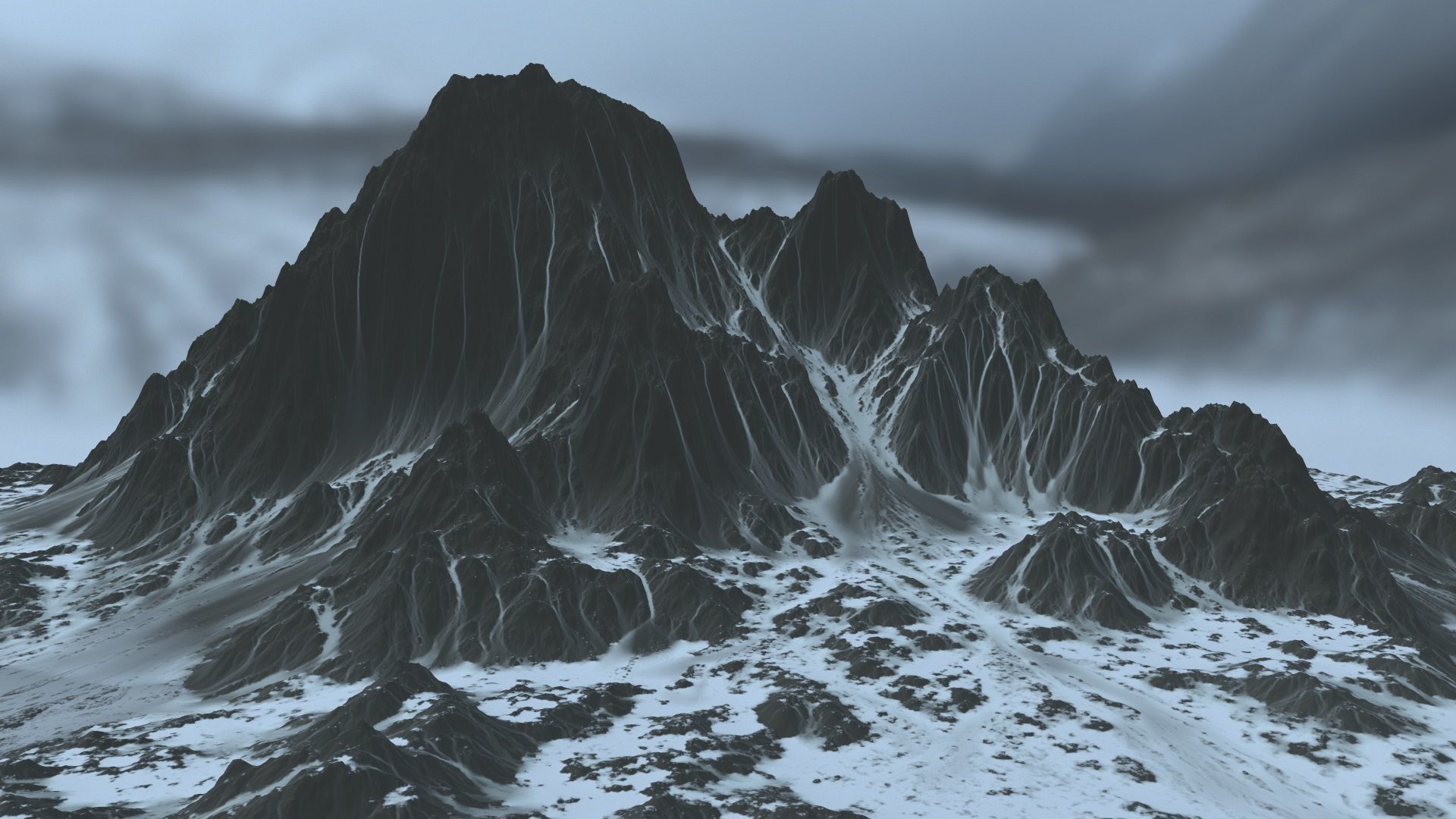 Snow Mountain Low-poly 3D model_3
