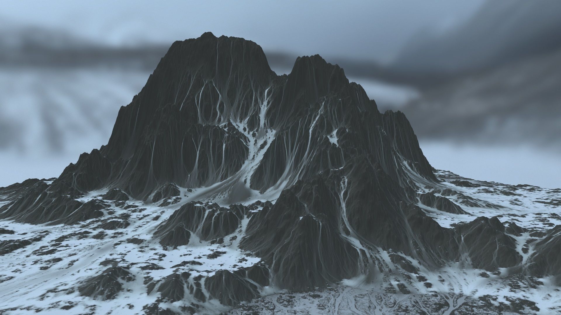 Snow Mountain Low-poly 3D model_1