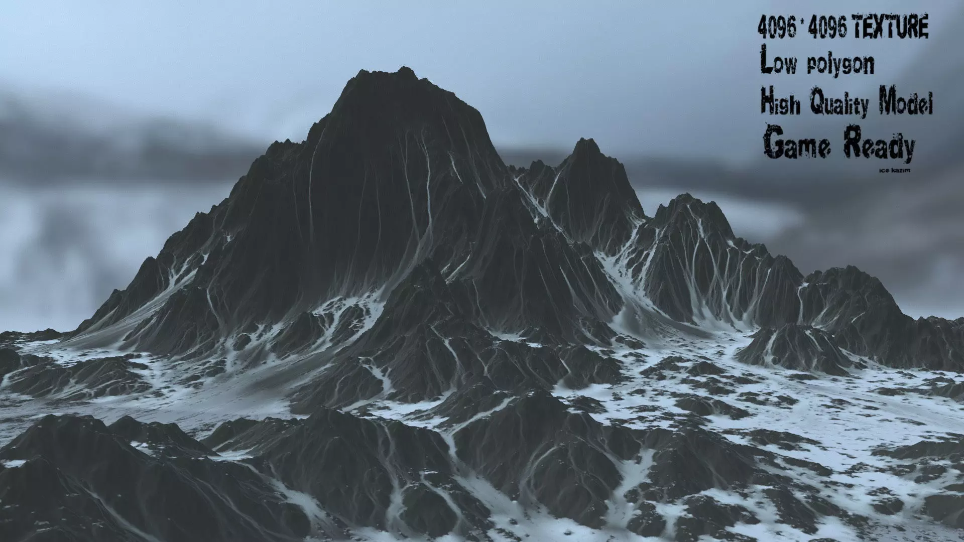 Snow Mountain Low-poly 3D model_0