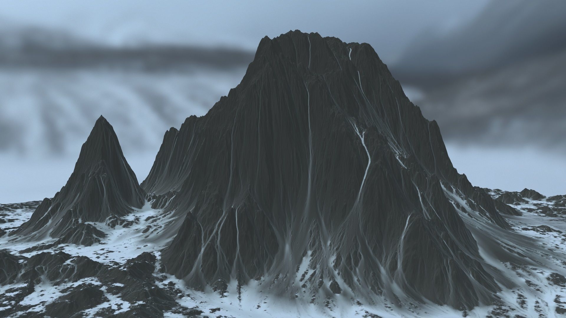 Snow Mountain Low-poly 3D model_4