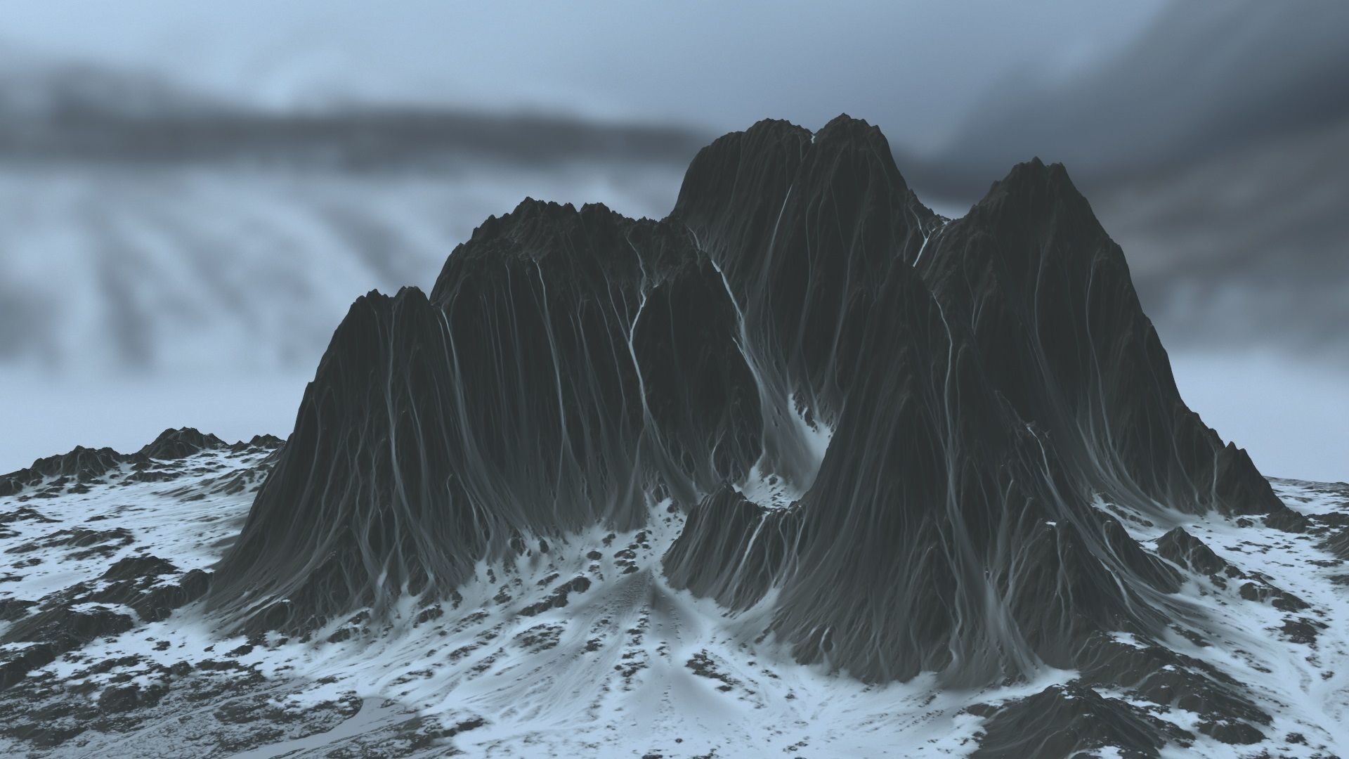 Snow Mountain Low-poly 3D model_6