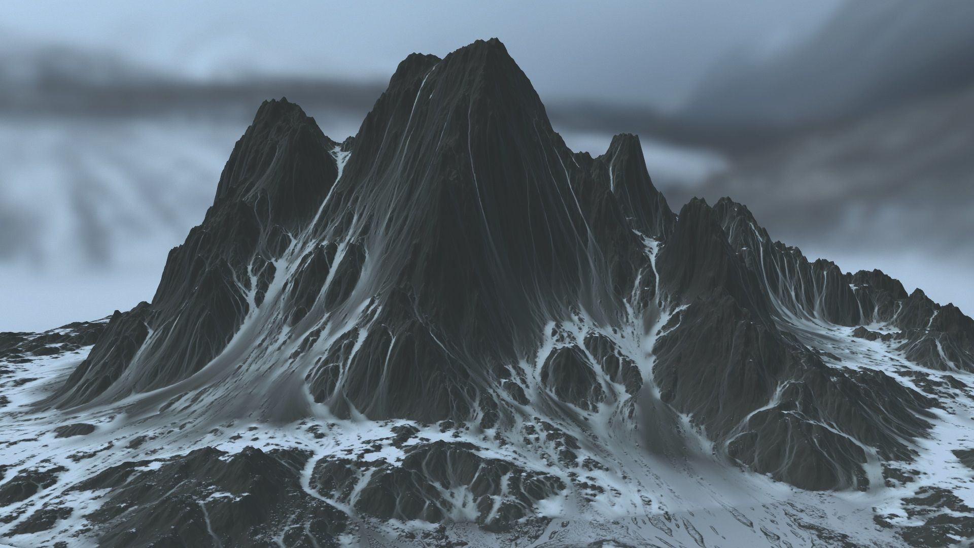 Snow Mountain Low-poly 3D model_2