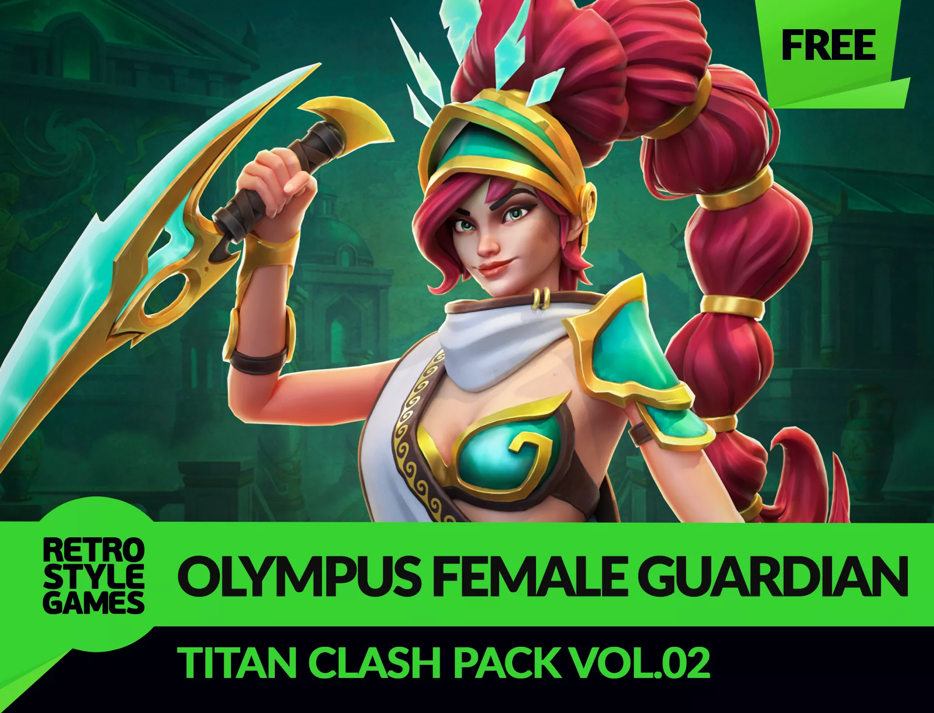 Free Stylized Female Character 3D Model Rigged Animated Warrior Free low-poly 3D model