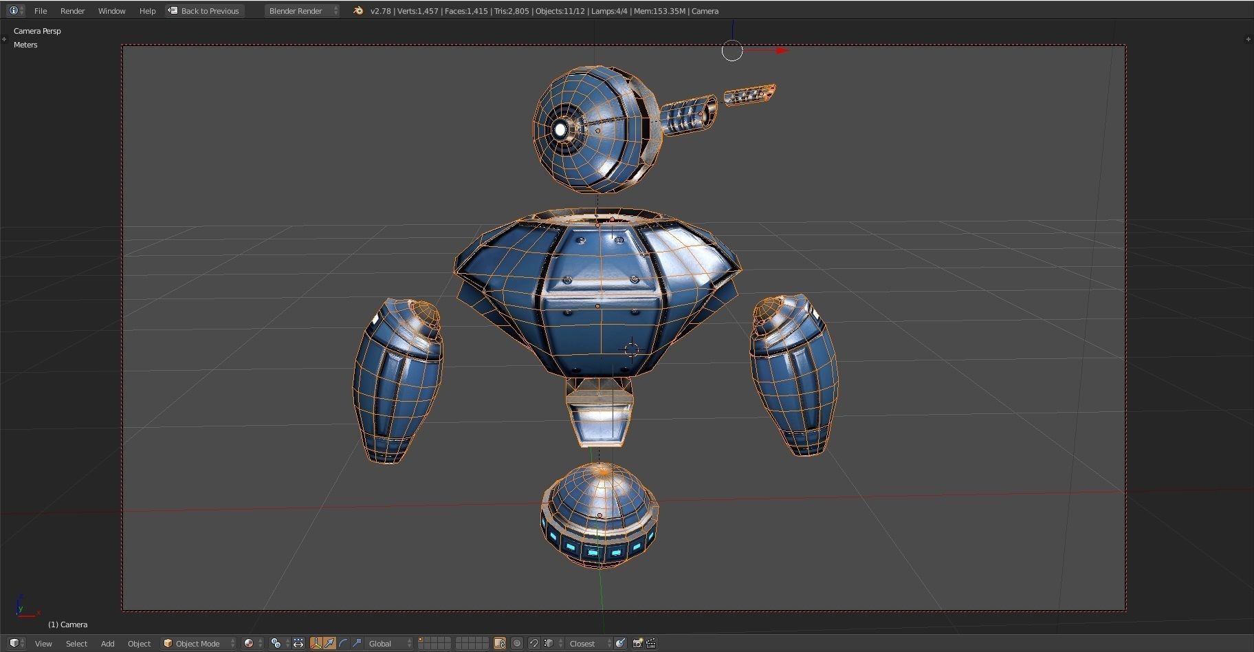 Robot Sentinel -- Game Ready Player or AI Low-poly 3D model_11