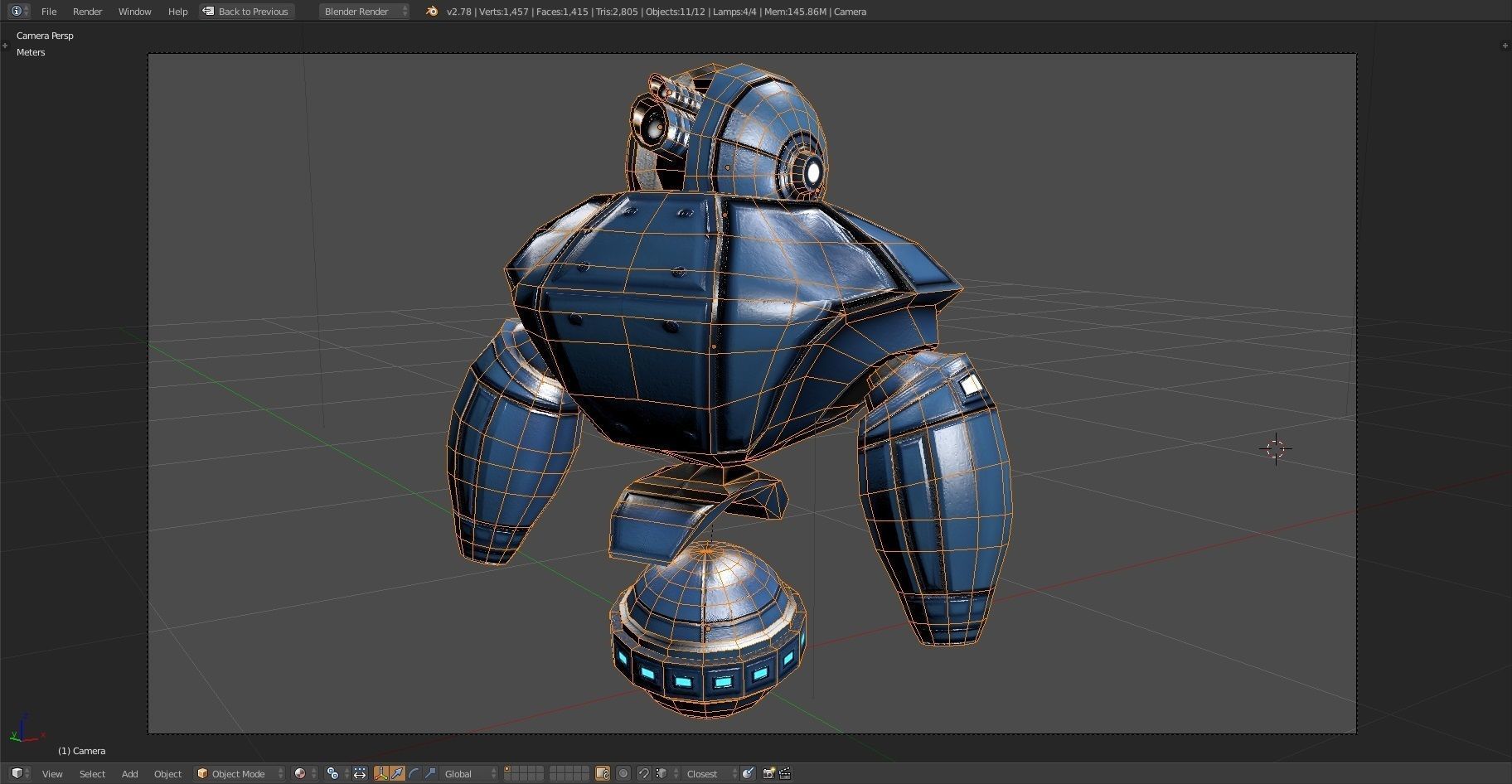 Robot Sentinel -- Game Ready Player or AI Low-poly 3D model_3