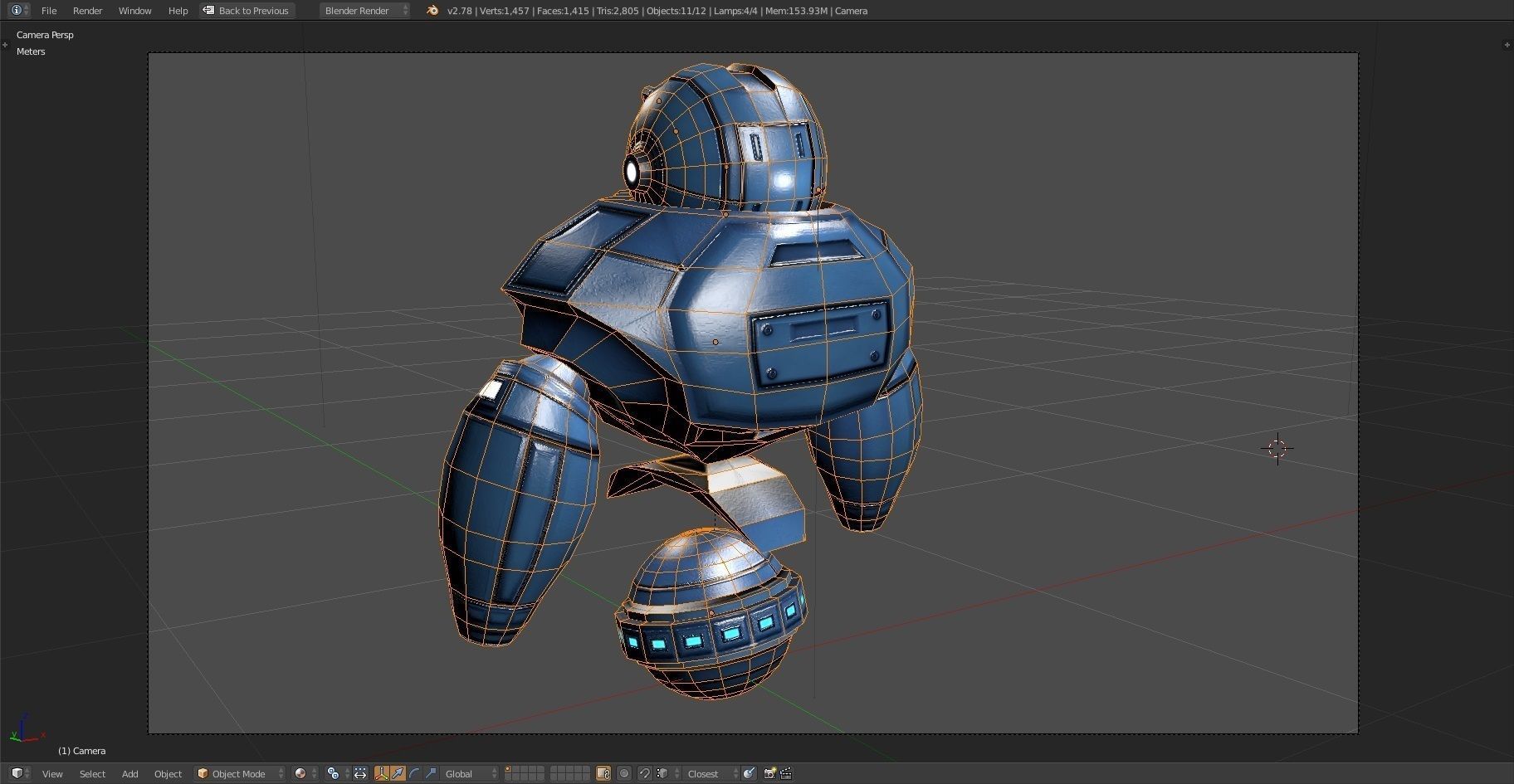 Robot Sentinel -- Game Ready Player or AI Low-poly 3D model_5