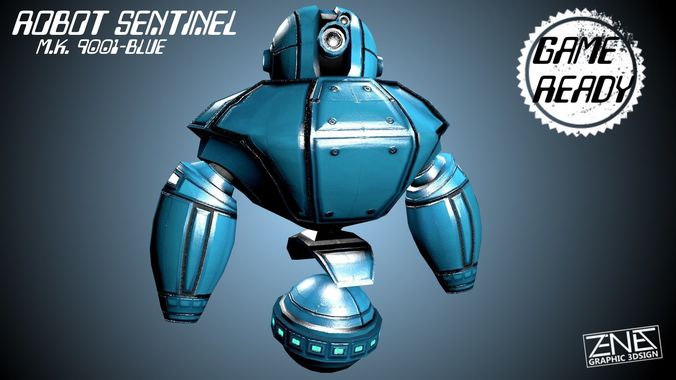 Robot Sentinel -- Game Ready Player or AI Low-poly 3D model