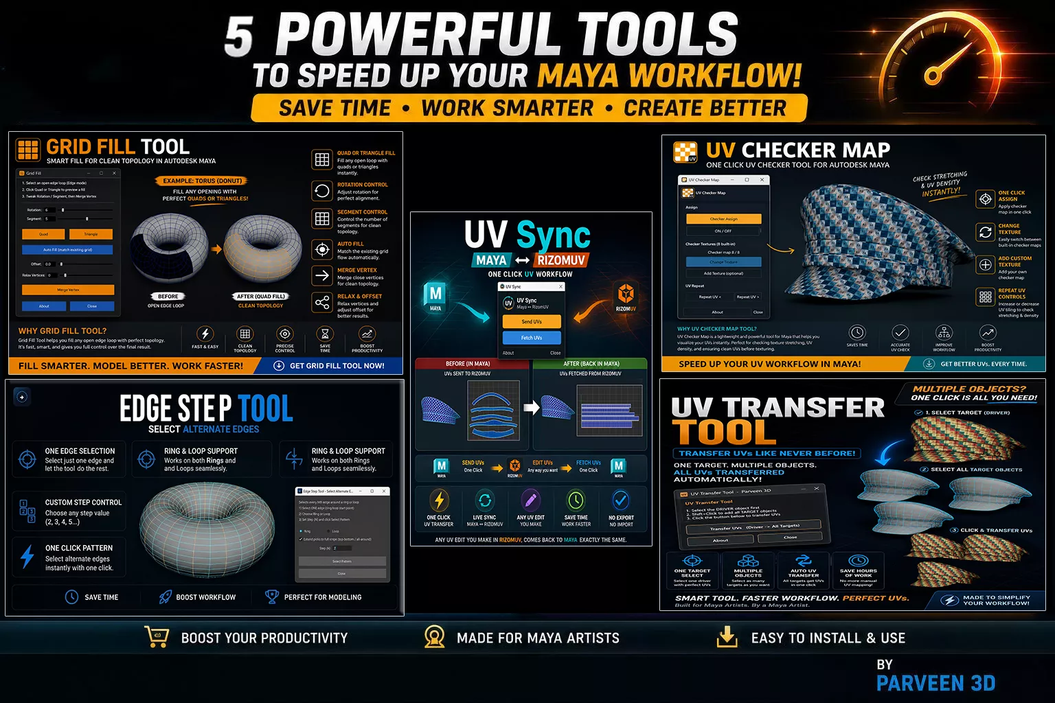 Maya Essential Tools Bundle 6 Productivity Tools 3D model