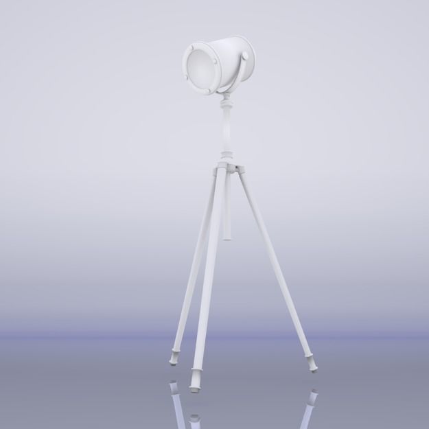 Tripod Floor Lamp Low-poly 3D model_1