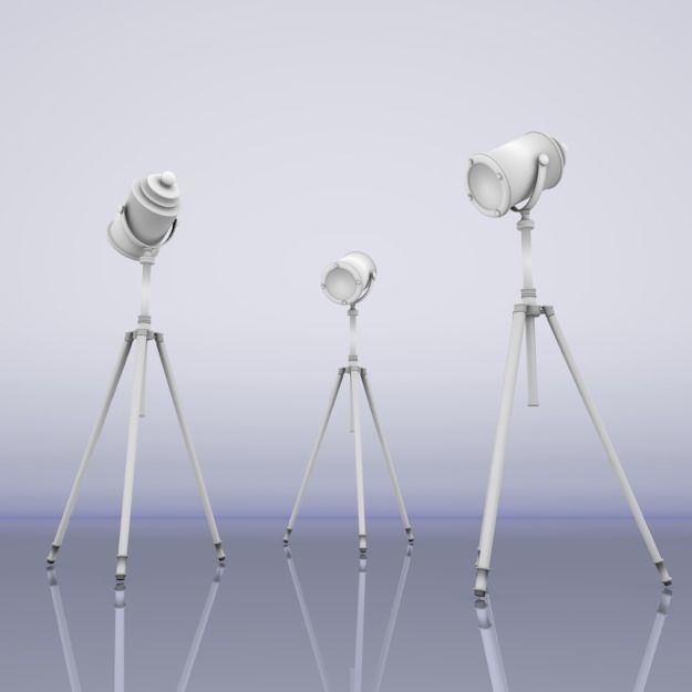 Tripod Floor Lamp Low-poly 3D model_0