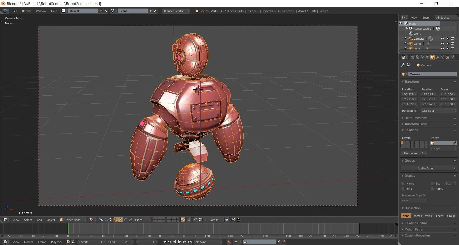 Retro Robot Sentinel -- Game Ready Player or AI Low-poly 3D model_5