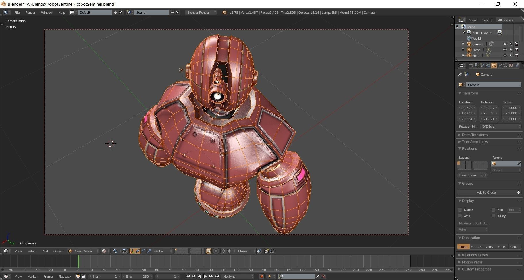 Retro Robot Sentinel -- Game Ready Player or AI Low-poly 3D model_9