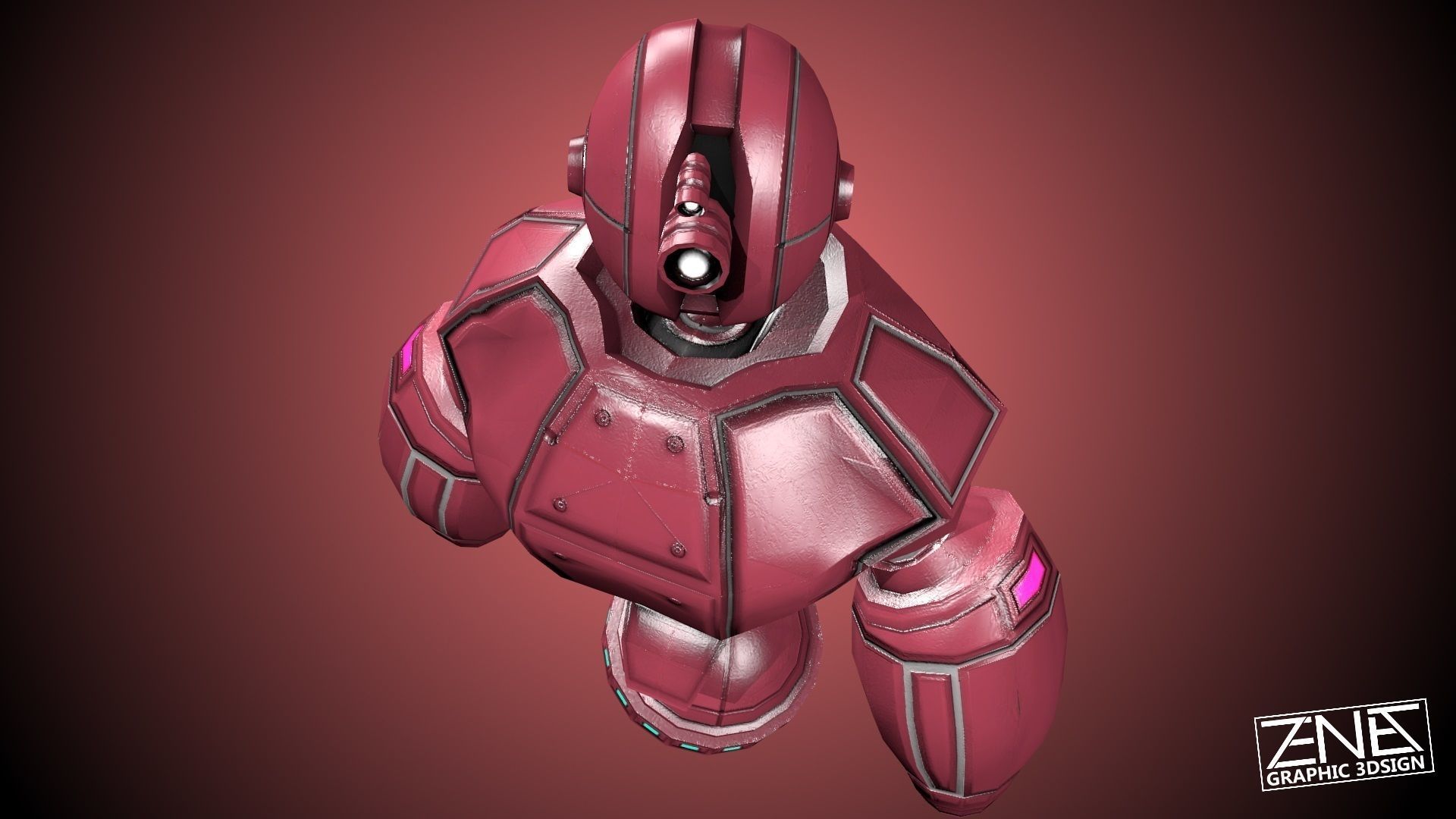 Retro Robot Sentinel -- Game Ready Player or AI Low-poly 3D model_8