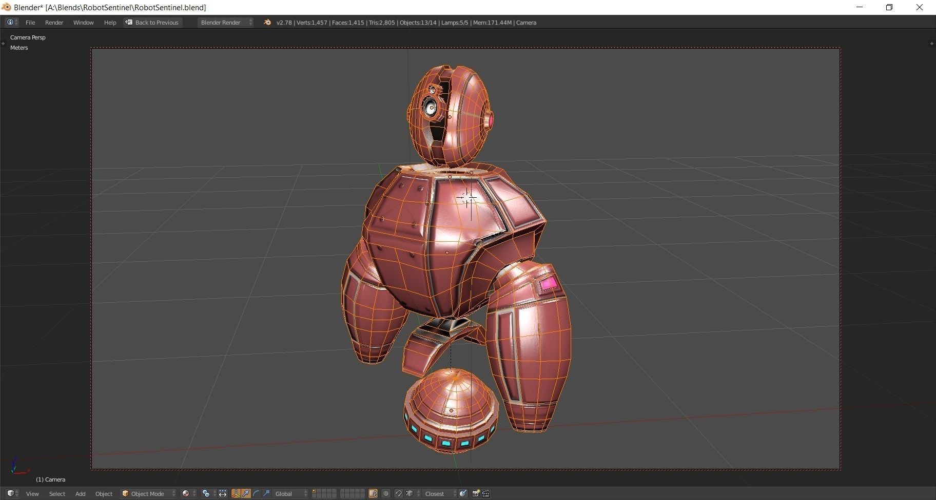 Retro Robot Sentinel -- Game Ready Player or AI Low-poly 3D model_3