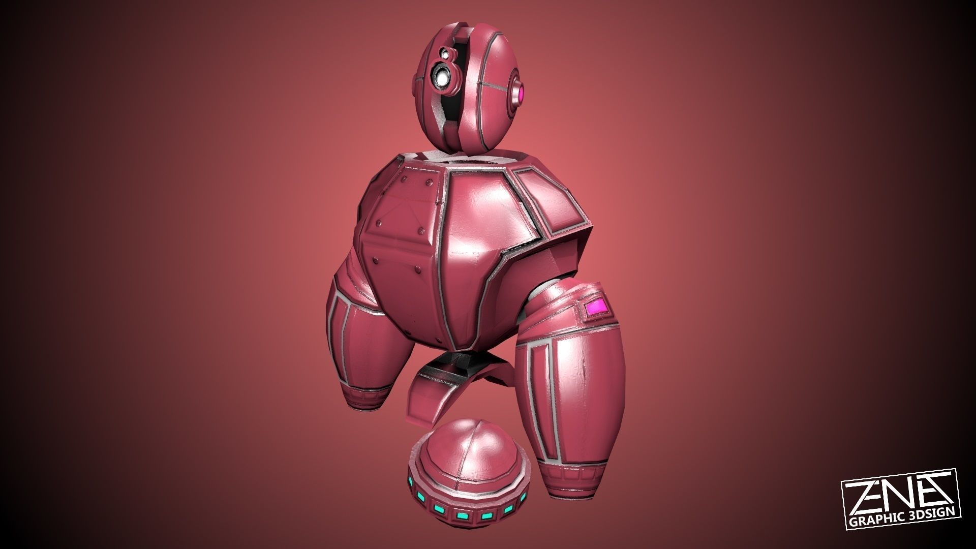 Retro Robot Sentinel -- Game Ready Player or AI Low-poly 3D model_2