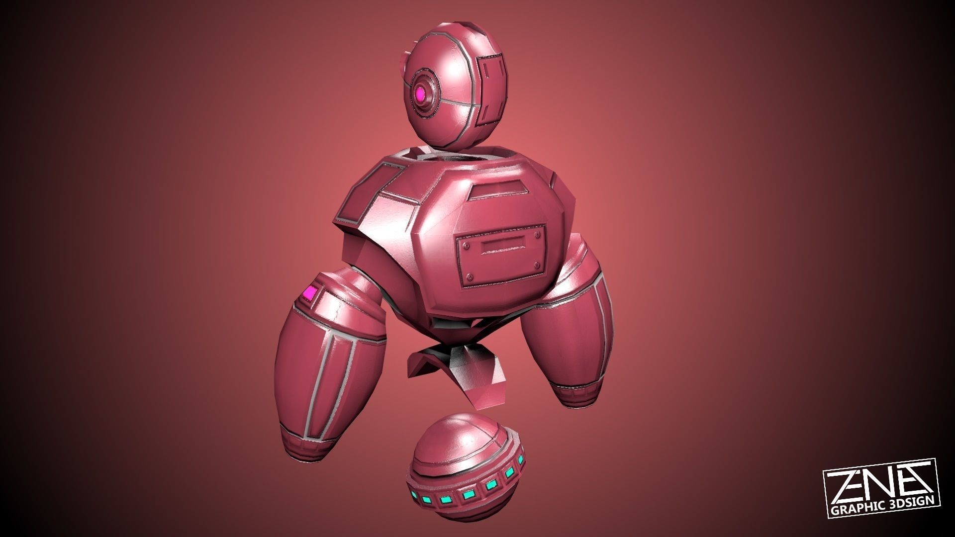 Retro Robot Sentinel -- Game Ready Player or AI Low-poly 3D model_4