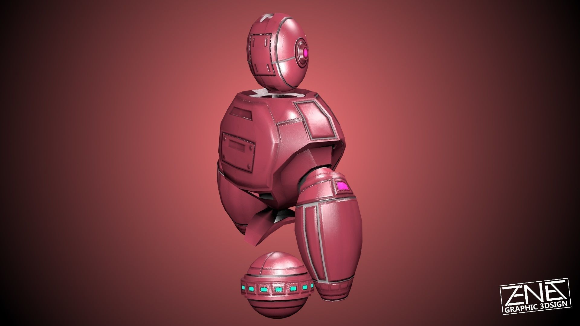 Retro Robot Sentinel -- Game Ready Player or AI Low-poly 3D model_6