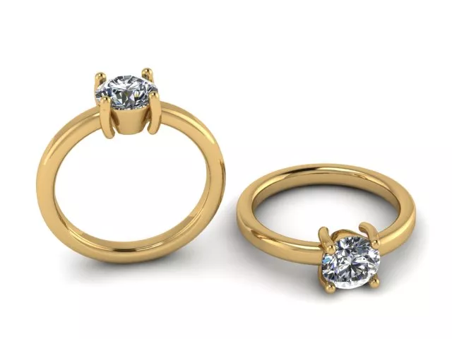 Diamond Solitaire Gold Ring 3D print model