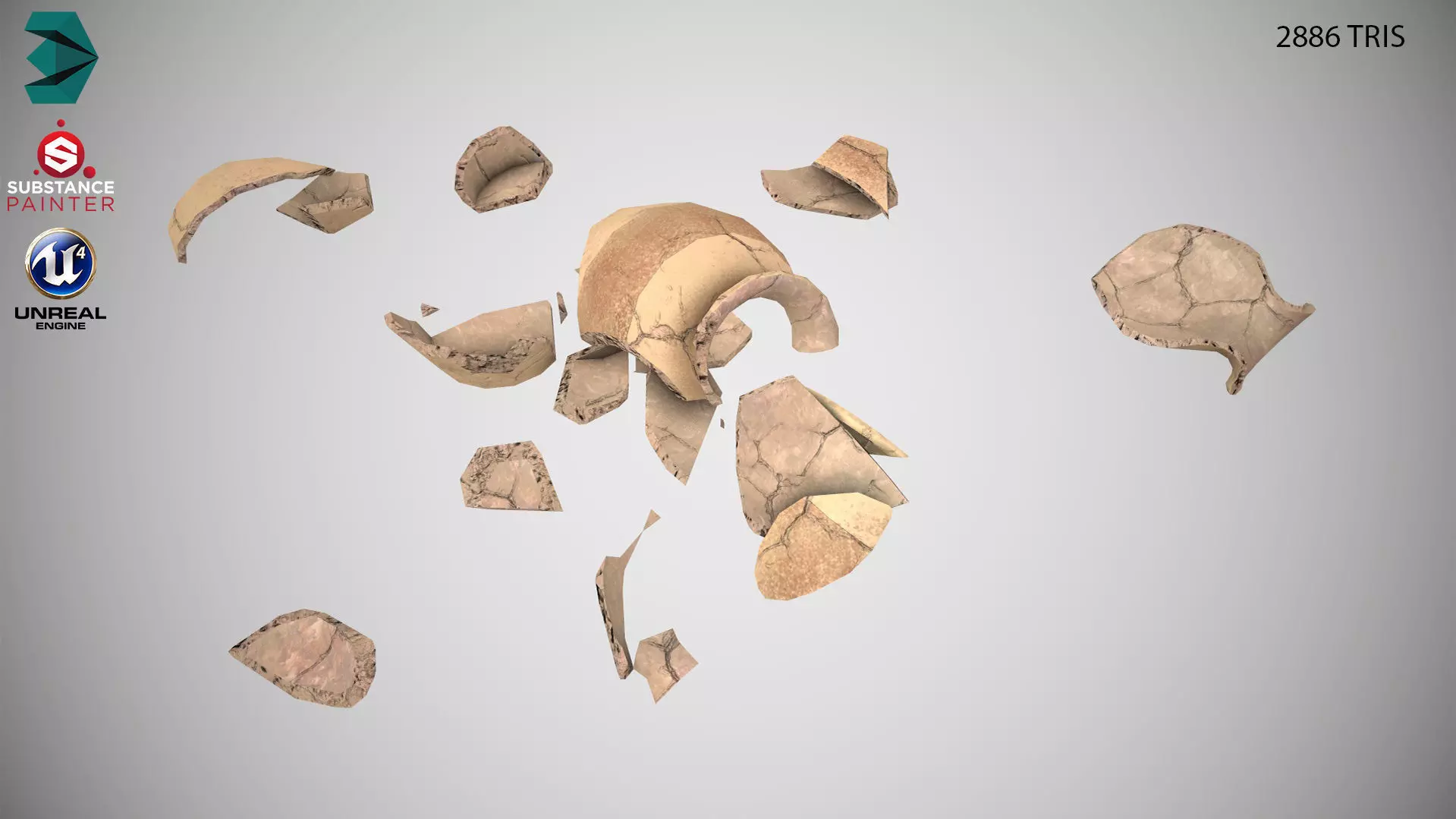 Low Poly Broken Vase PBR Low-poly 3D model_0