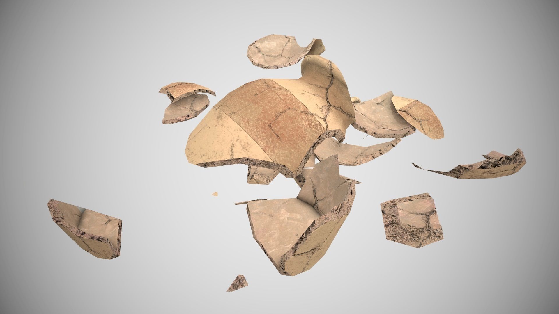 Low Poly Broken Vase PBR Low-poly 3D model_5