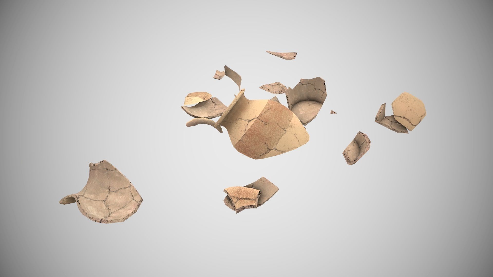 Low Poly Broken Vase PBR Low-poly 3D model_3