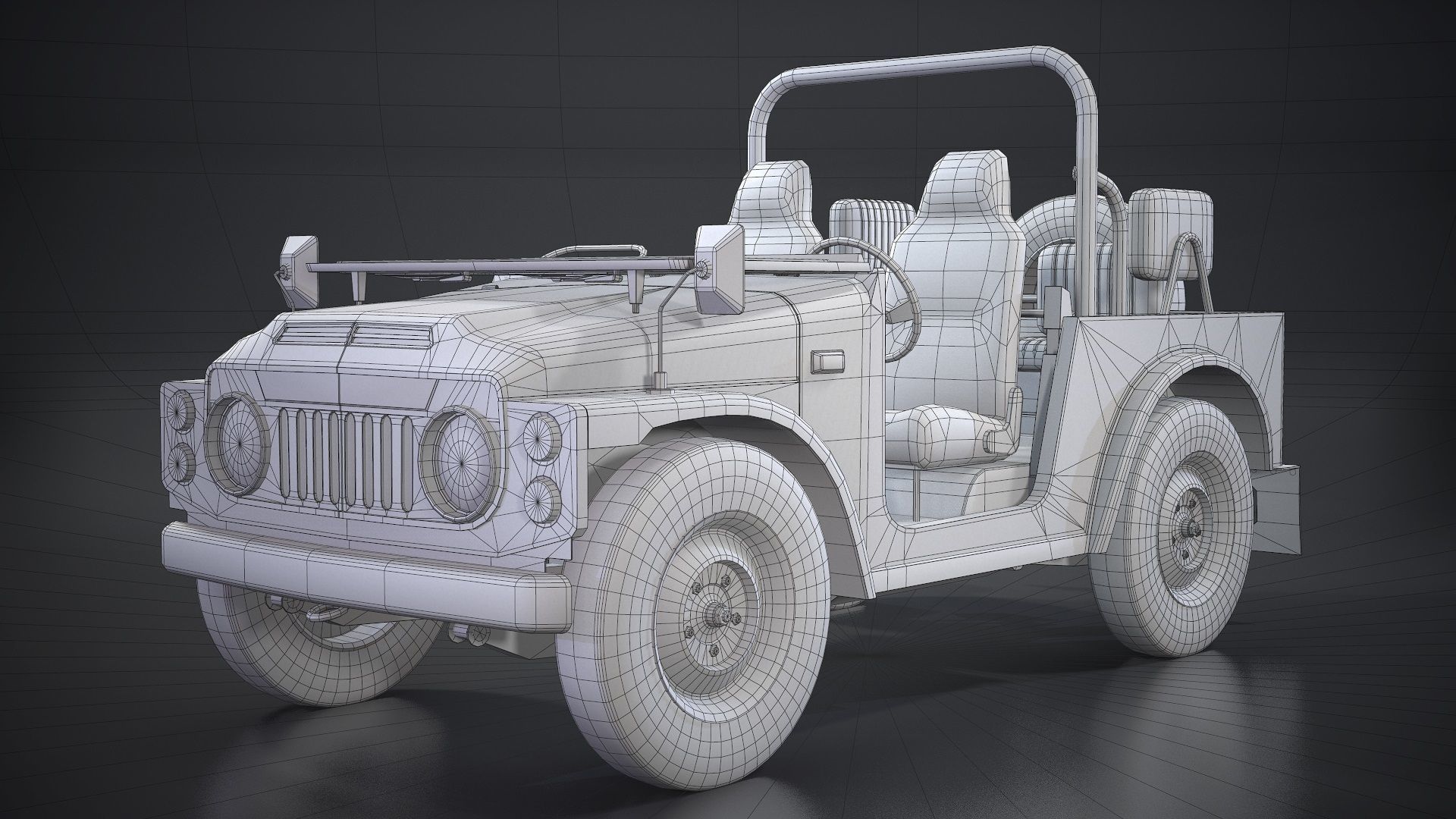 Suzuki Jimny SJ20 1977-80 v2 Low-poly 3D model_8
