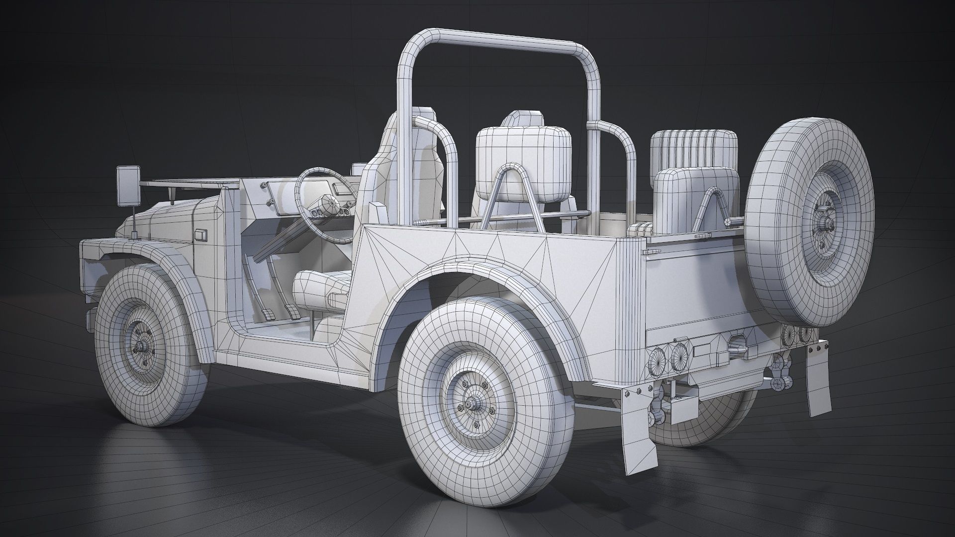 Suzuki Jimny SJ20 1977-80 v2 Low-poly 3D model_10