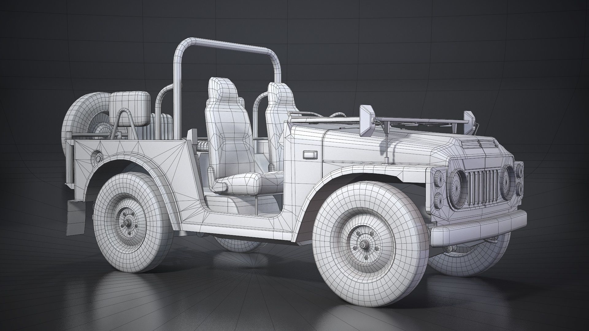 Suzuki Jimny SJ20 1977-80 v2 Low-poly 3D model_9