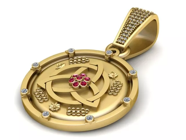 Ruby Floral Gold Pendant 3D print model