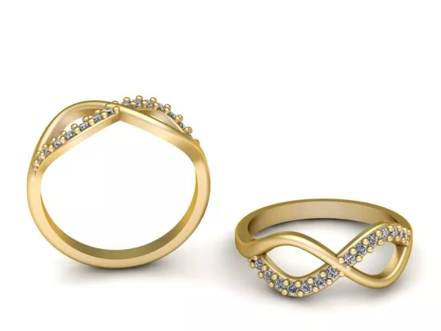 Infinity Diamond Gold Ring 3D print model