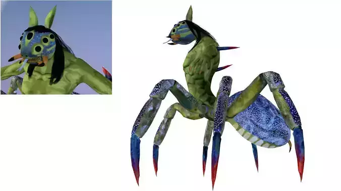 Boss Monster Cave Crab Spider Man 3D Model Fantasy Creature Low-poly 3D model