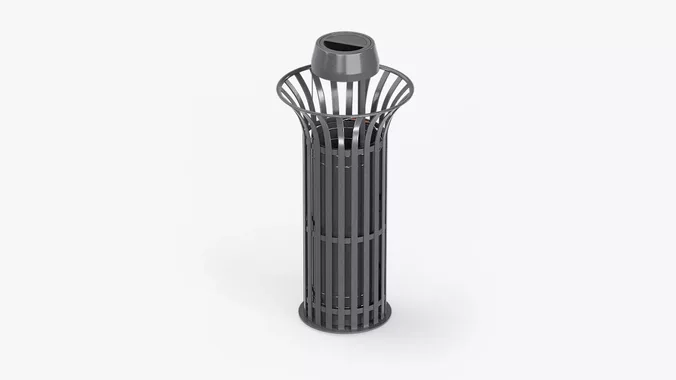 Urban Slatted Steel Street Litter Bin
