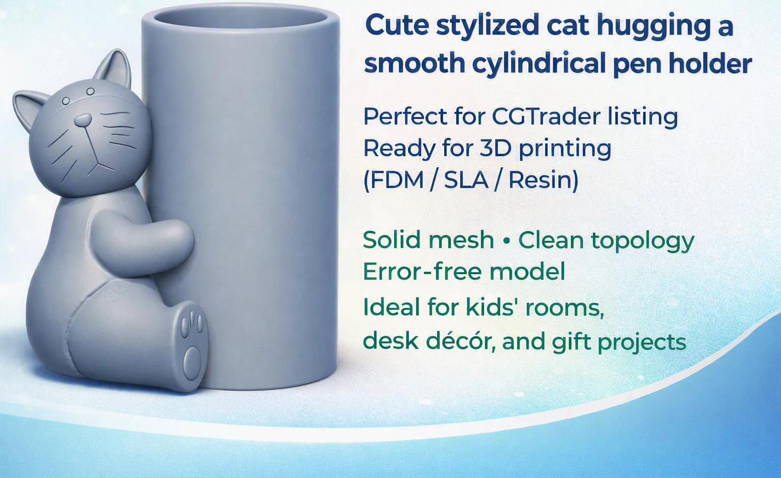 3D Printable Cat-Themed Pen Holder 3D print model