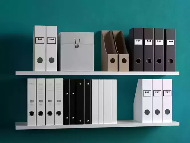 Shelves with Magazine Files 3D model