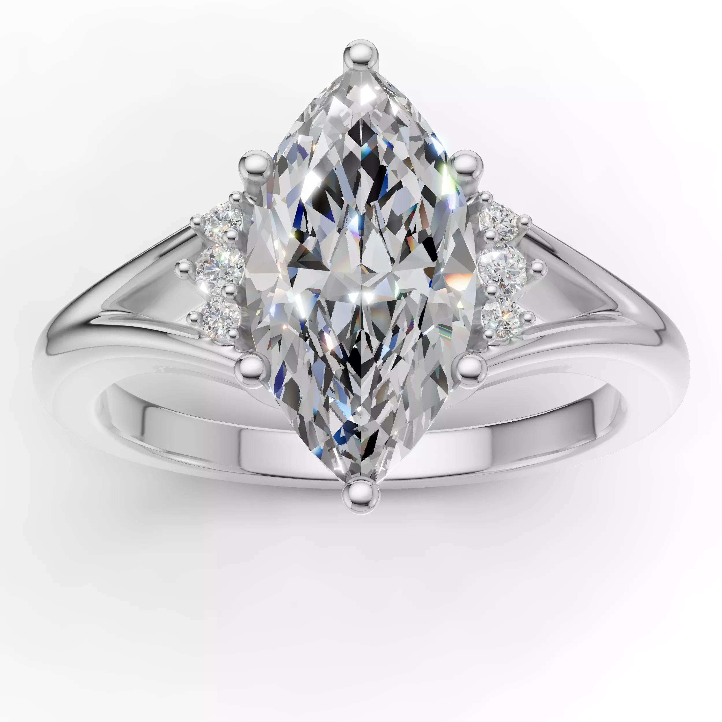 Marquise Split Shank Engagement Ring 3D print model 3D print model