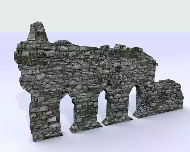 Ruins stone wall with arches