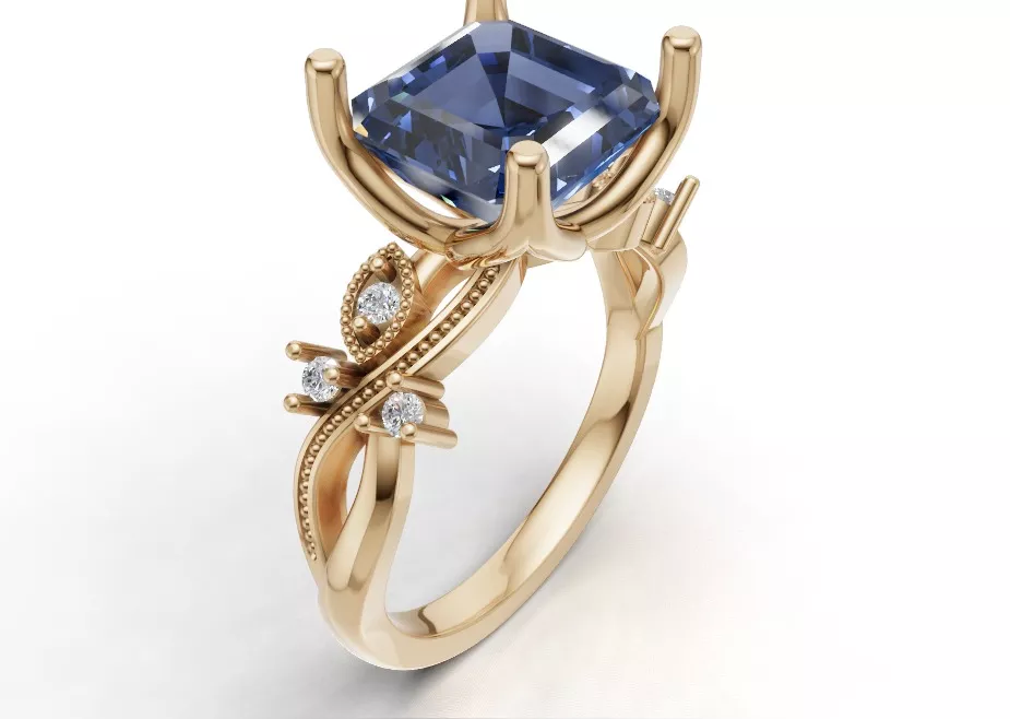 Floral Engagement Ring Model Free 3D print model